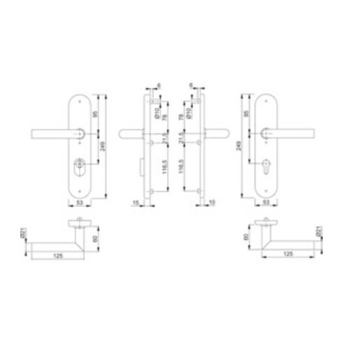 Hoppe Schutzgarnitur Ams.E1400Z/3332ZA/3310 VA F69 92mm 67-72mm