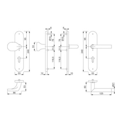 Hoppe Schutzgarnitur Ams.E86G/3331/3310/1400Z VA F69 92mm 67-72mm