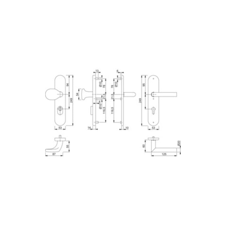 Hoppe Schutzgarnitur Ams.E86G/3332ZA/3310/1400Z VA F69 92mm 67-72mm