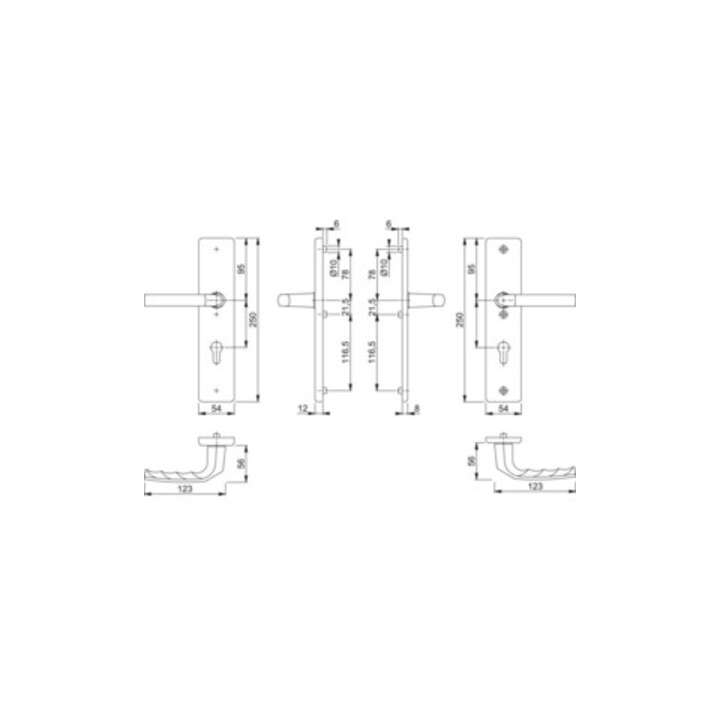 Hoppe Schutzgarnitur Birm.1117/2221A/2440 Alu.F1 72mm 37-42mm