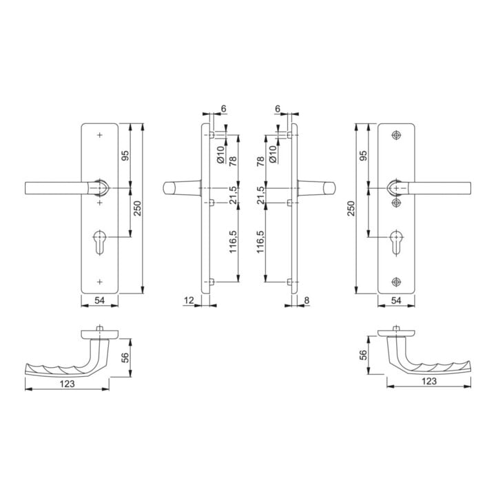 Hoppe Schutzgarnitur Birm.1117/2221A/2440 Alu.F2 72mm 37-42mm