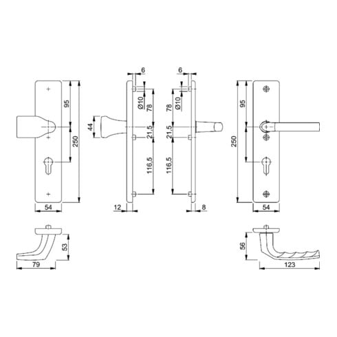 Hoppe Schutzgarnitur Birm.78G/2221A/2440/1117 Alu.F1 72mm 37-42mm