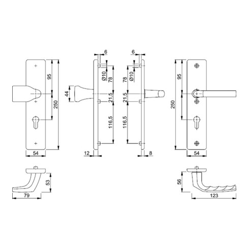 Hoppe Schutzgarnitur Birm.78G/2221A/2440/1117 Alu.F1 92mm 67-72mm