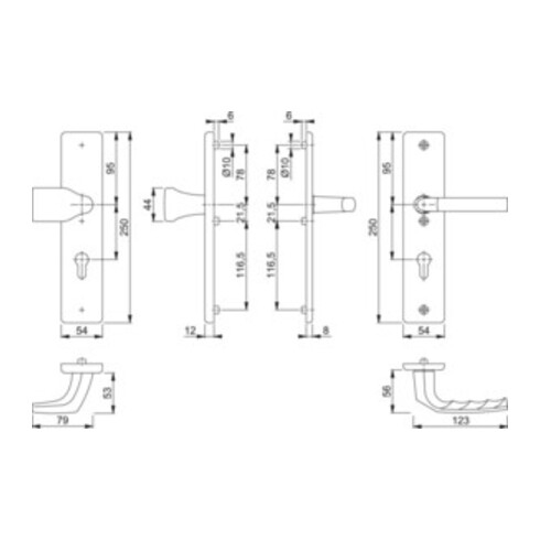 Hoppe Schutzgarnitur Birm.78G/2221A/2440/1117 Alu.F2 92mm 67-72mm