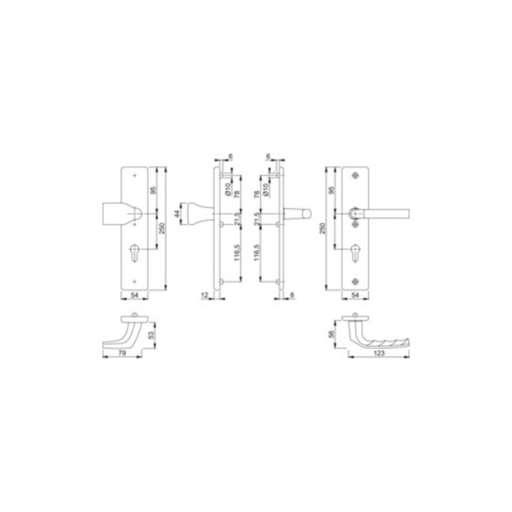 Hoppe Schutzgarnitur Birm.78G/2221A/2440/1117 Alu.F2 92mm 67-72mm