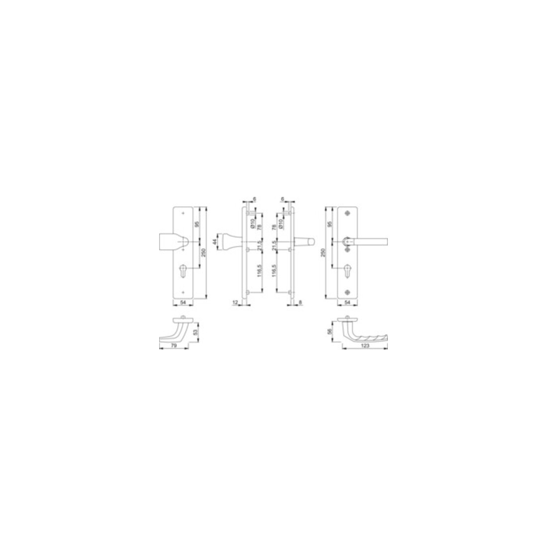 Hoppe Schutzgarnitur Birm.78G/2221A/2440/1117 Alu.F2 92mm 67-72mm