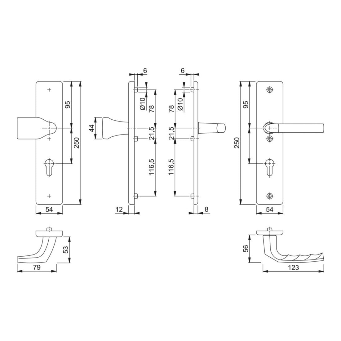Hoppe Schutzgarnitur Birm.78G/2221A/2440/1117 Alu.F4 72mm 37-42mm