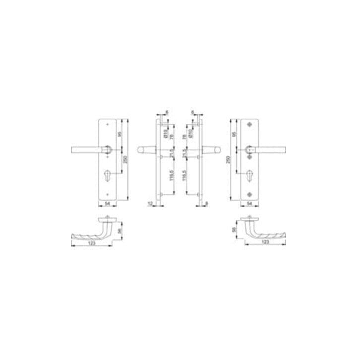Hoppe Schutzgarnitur Birmingham 1117/2221A/2440 Alu. F1 92mm 67-72mm