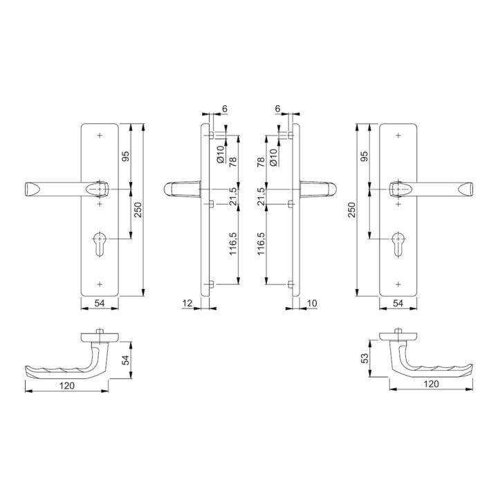 Hoppe Schutzgarnitur London 113/2221/2210 Alu.F1 72mm 42-47mm