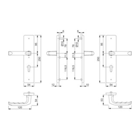 Hoppe Schutzgarnitur London 113/2221/2210 Alu. F1 92mm 67-72mm