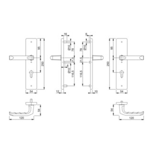 Hoppe Schutzgarnitur London 113/2221/2210 Alu. F1 92mm 67-72mm