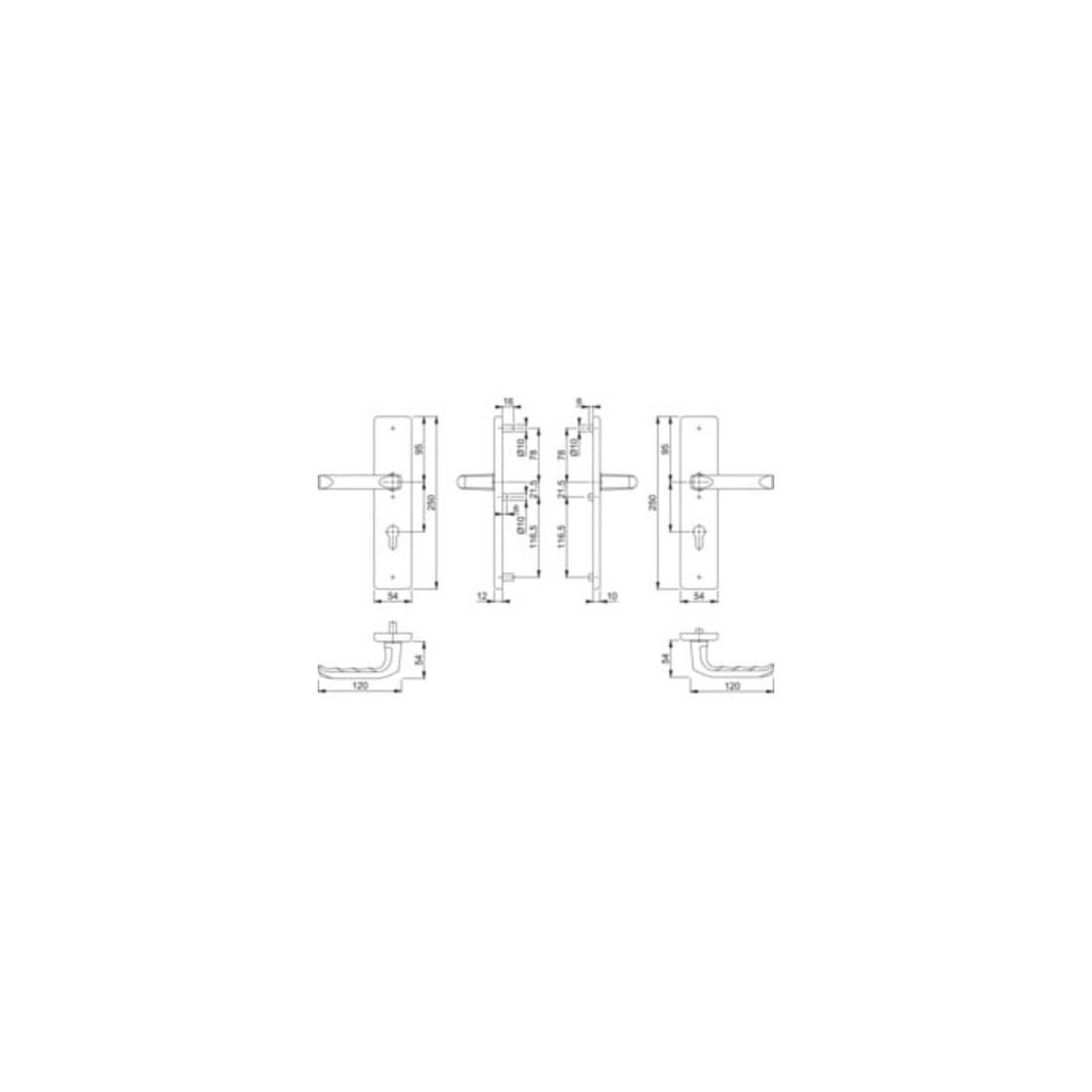 Hoppe Schutzgarnitur London 113/2221/2210 Alu.F2 72mm 42-47mm