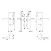 Hoppe Schutzgarnitur London 113/2221/2210 Alu.F4 92mm 67-72mm-2