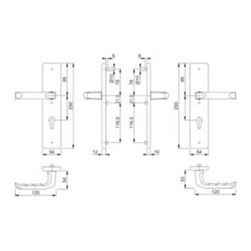 Hoppe Schutzgarnitur London 113/2221/2210 Alu.F4 92mm 67-72mm