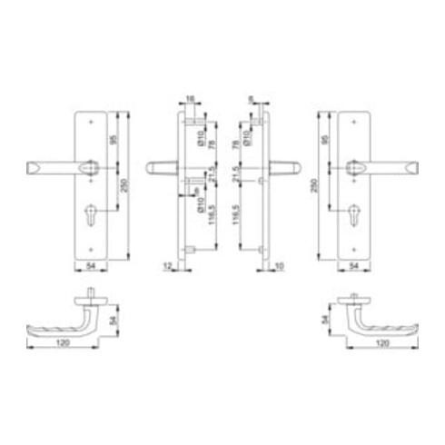 Hoppe Schutzgarnitur London 113/2221/2210 Alu.F4 92mm 67-72mm