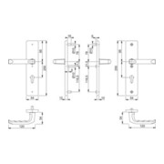 Hoppe Schutzgarnitur London 113/2221/2410 Alu.F1 72mm 41-46mm-3