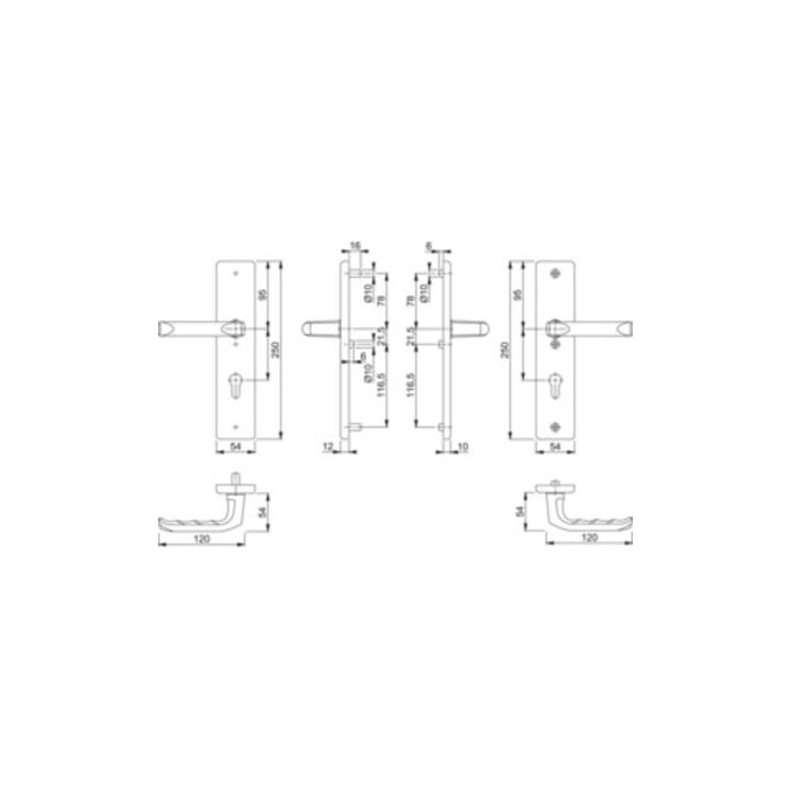 Hoppe Schutzgarnitur London 113/2221/2410 Alu.F1 72mm 41-46mm