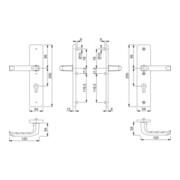 Hoppe Schutzgarnitur London 113/2221A/2440 Alu.F1 72mm 37-42mm-3