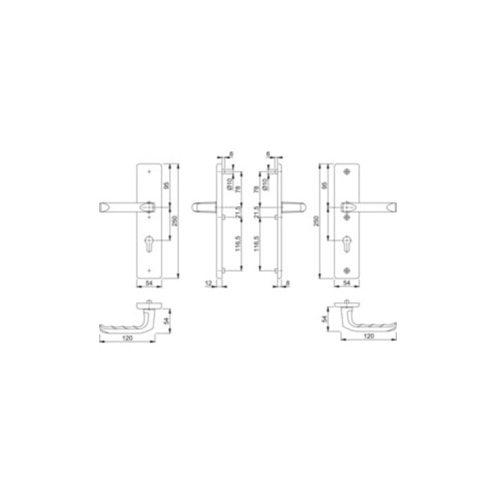 Hoppe Schutzgarnitur London 113/2221A/2440 Alu.F1 72mm 37-42mm