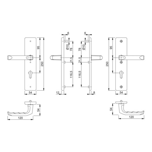 Hoppe Schutzgarnitur London 113/2221A/2440 Alu. F1 92mm 67-72mm