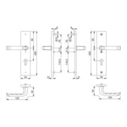 Hoppe Schutzgarnitur London 113/2221A/2440 Alu. F1 92mm 67-72mm-3