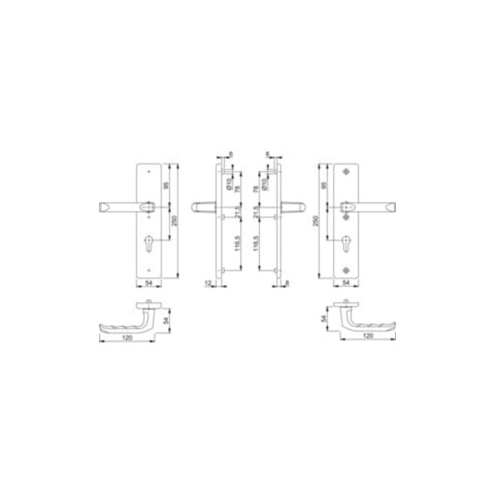 Hoppe Schutzgarnitur London 113/2221A/2440 Alu. F1 92mm 67-72mm