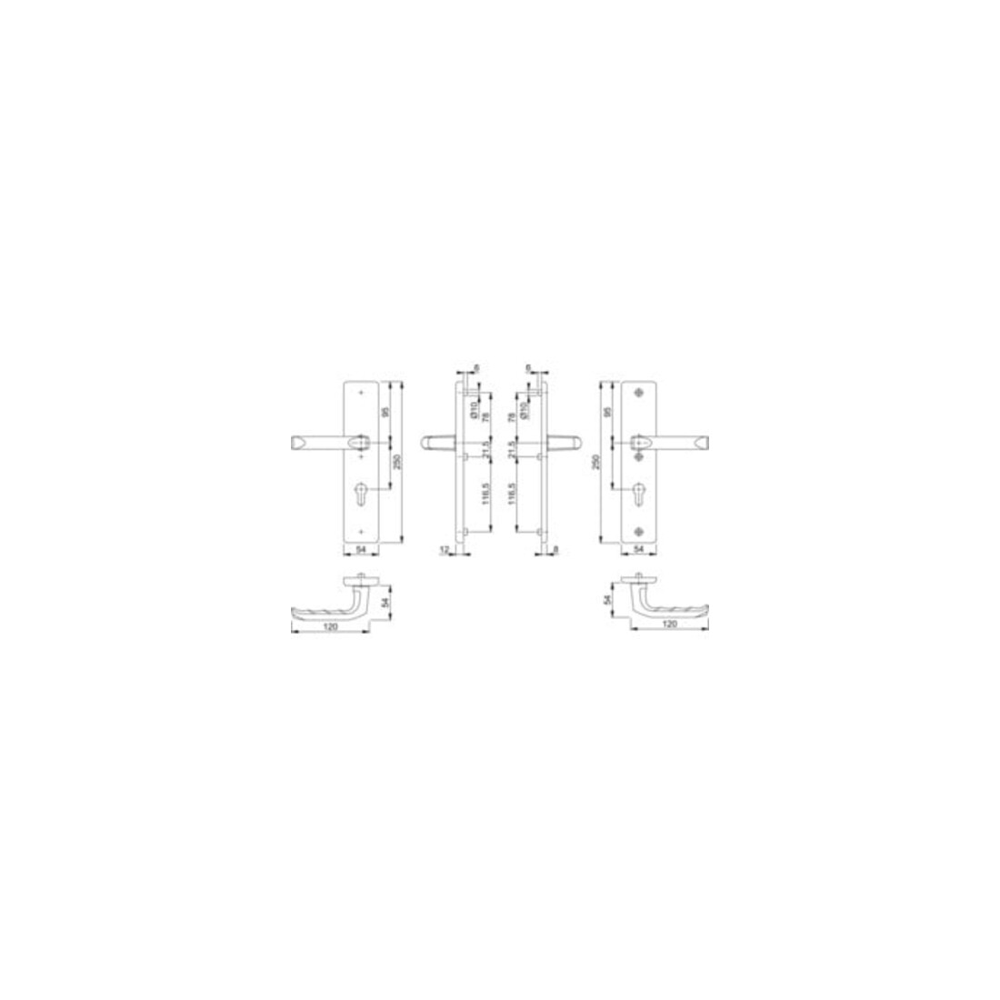 Hoppe Schutzgarnitur London 113/2221A/2440 Alu. F1 92mm 67-72mm