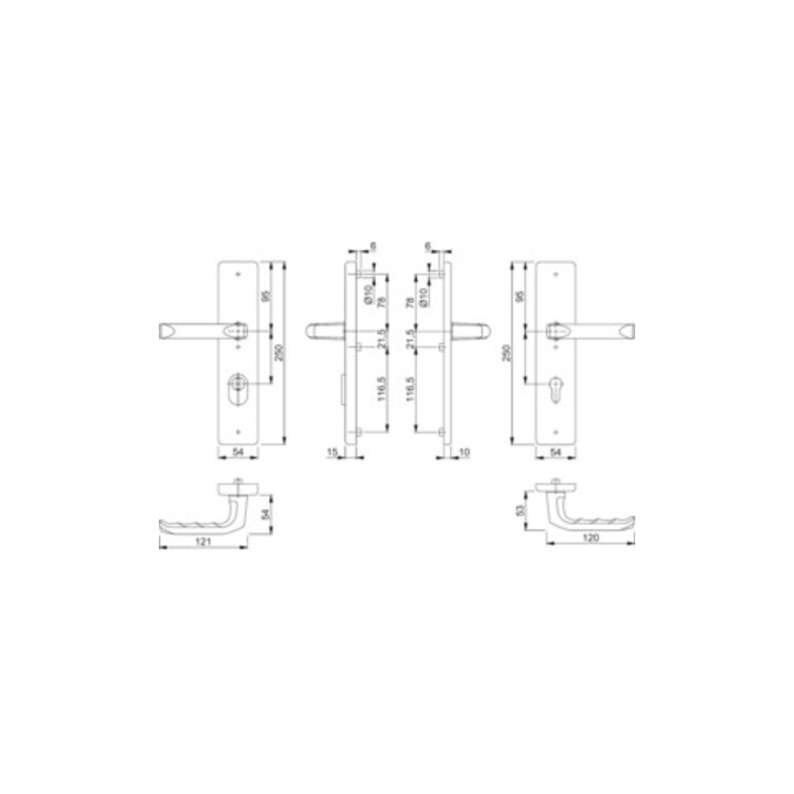 Hoppe Schutzgarnitur London 113/2222ZA/2210 Alu.F2 72mm 42-47mm