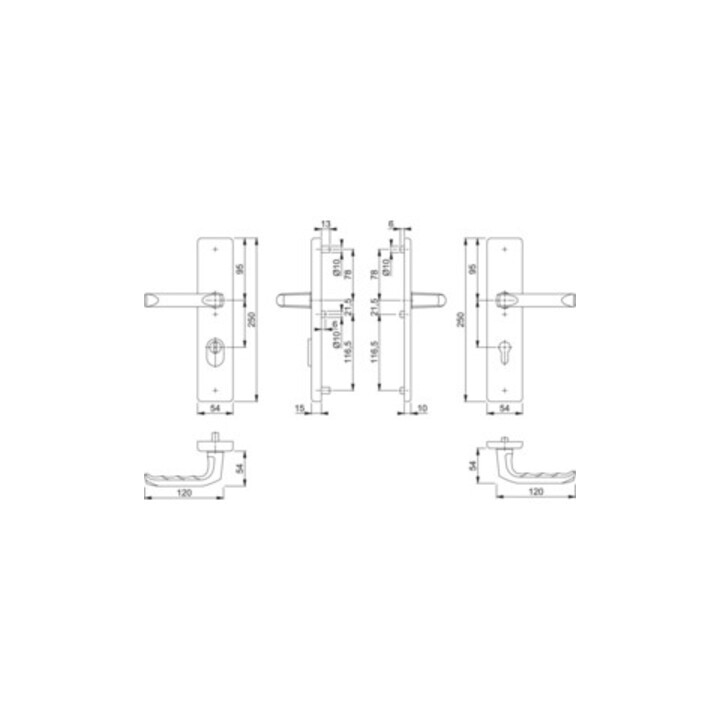 Hoppe Schutzgarnitur London 113/2222ZA/2210 Alu.F2 72mm 42-47mm