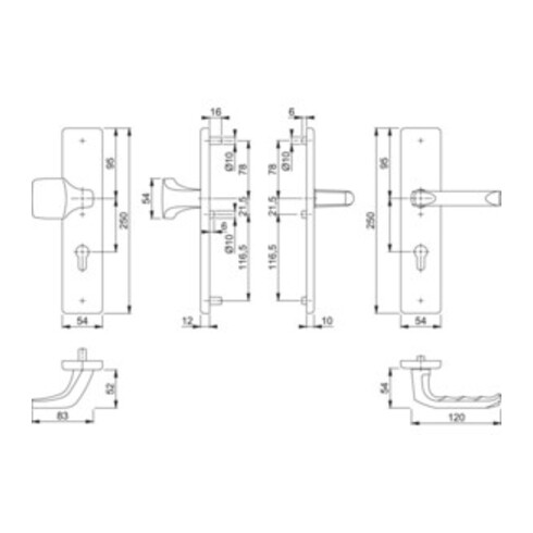 Hoppe Schutzgarnitur London 61G/2221/2210/113 Alu.F1 92mm 67-72mm