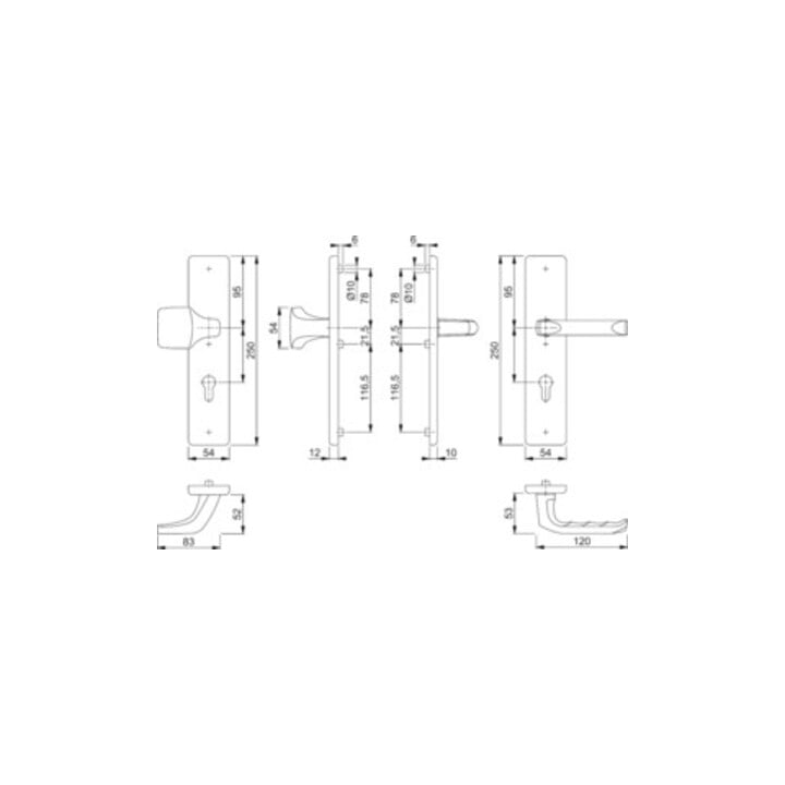 Hoppe Schutzgarnitur London 61G/2221/2210/113 Alu.F1 92mm 67-72mm