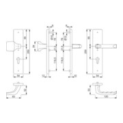 Hoppe Schutzgarnitur London 61G/2221/2210/113 Alu.F1 92mm 67-72mm-4