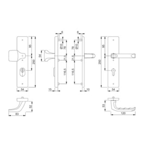 Hoppe Schutzgarnitur London 61G/2222ZA/2210/113 Alu. F1 92mm 67-72mm