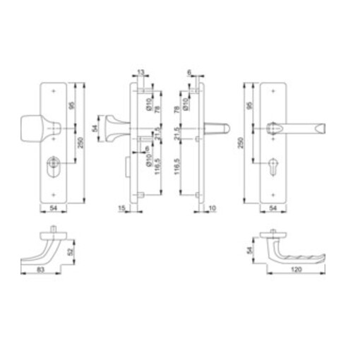 Hoppe Schutzgarnitur London 61G/2222ZA/2210/113 Alu. F1 92mm 67-72mm