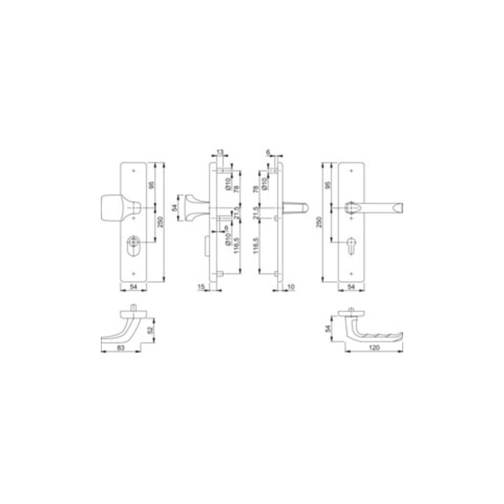 Hoppe Schutzgarnitur London 61G/2222ZA/2210/113 Alu. F1 92mm 67-72mm