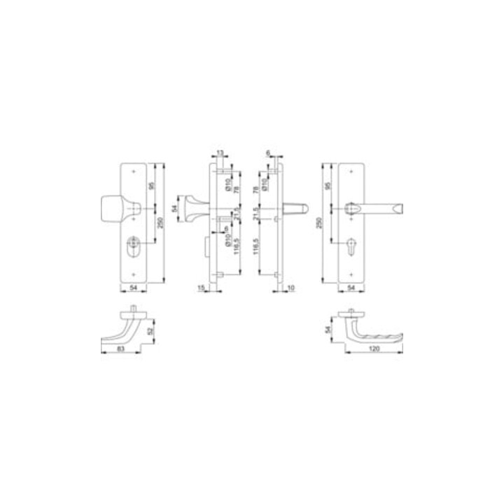 Hoppe Schutzgarnitur London 61G/2222ZA/2210/113 Alu.F4 72mm 42-47mm