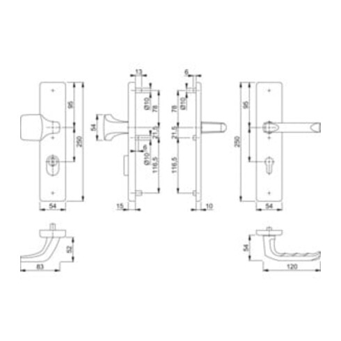 Hoppe Schutzgarnitur London 61G/2222ZA/2210/113 Alu.F4 92mm 67-72mm