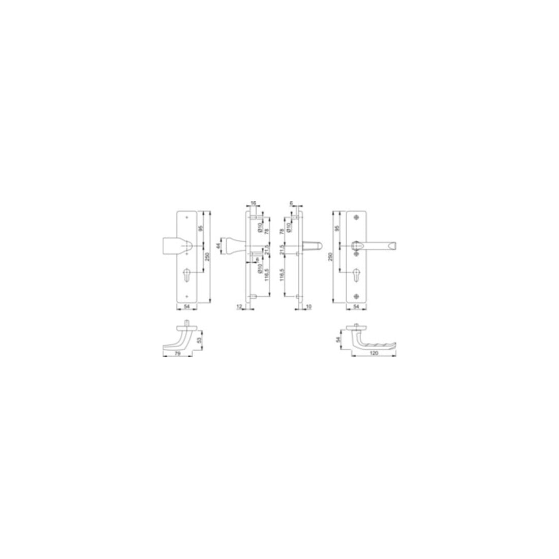 Hoppe Schutzgarnitur London 78G/2221/2410/113 Alu.F1 92mm 66-71mm