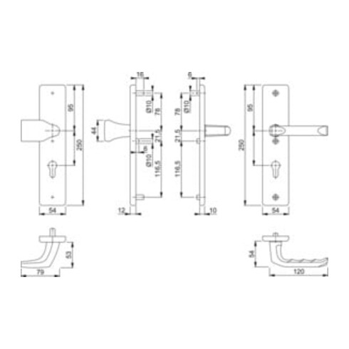 Hoppe Schutzgarnitur London 78G/2221/2410/113 Alu.F2 92mm 66-71mm