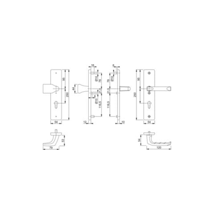 Hoppe Schutzgarnitur London 78G/2221/2410/113 Alu.F2 92mm 66-71mm