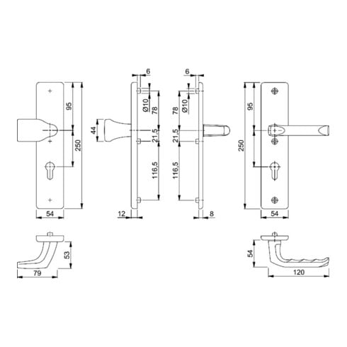 Hoppe Schutzgarnitur London 78G/2221A/2440/113 Alu.F1 92mm 67-72mm