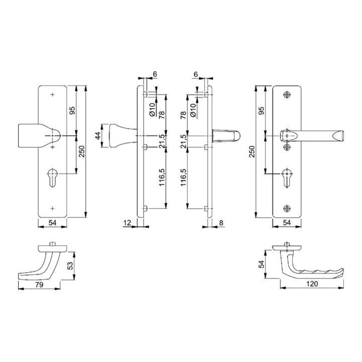 Hoppe Schutzgarnitur London 78G/2221A/2440/113 Alu.F2 92mm 67-72mm