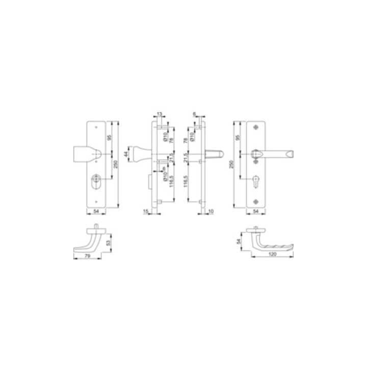 Hoppe Schutzgarnitur London 78G/2222ZA/2410/113 Alu.F1 72mm 41-46mm