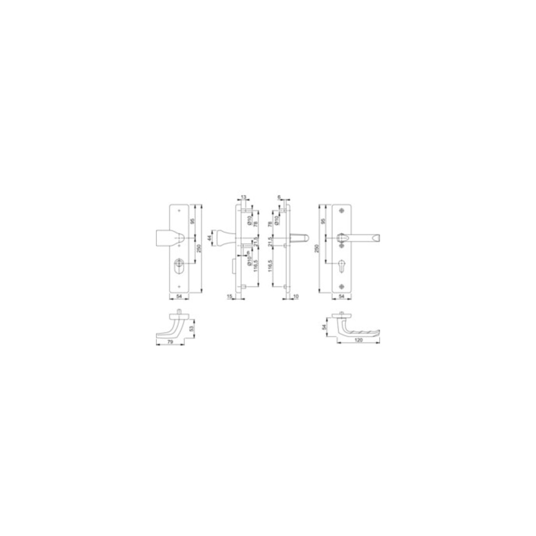 Hoppe Schutzgarnitur London 78G/2222ZA/2410/113 Alu.F1 72mm 41-46mm