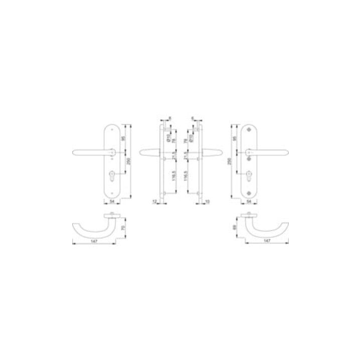 Hoppe Schutzgarnitur Mar.1138/3331/3410 Alu.F1 72mm 41-46mm