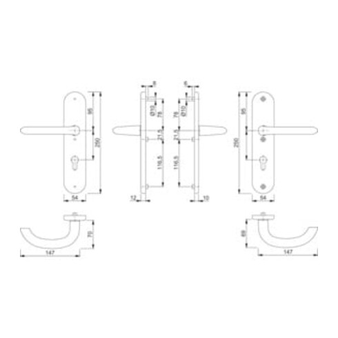 Hoppe Schutzgarnitur Mar.1138/3331/3410 Alu.F1 72mm 41-46mm