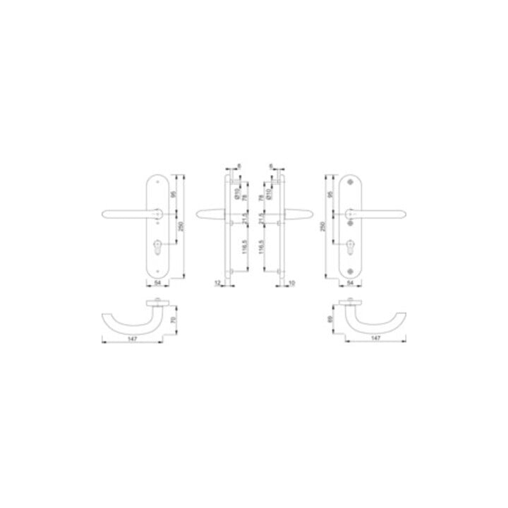 Hoppe Schutzgarnitur Mar.1138/3331/3410 Alu.F1 92mm 66-71mm