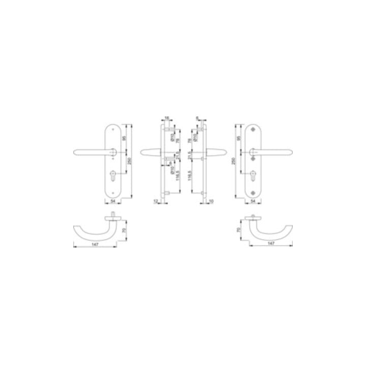 Hoppe Schutzgarnitur Mar.1138/3331/3410 Alu.F1 92mm 66-71mm