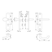 Hoppe  Schutzgarnitur Mar.76G/3331/3410/1138 Alu.F1 92mm 66-71mm-2