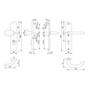 Hoppe Schutzgarnitur Mar.76G/3332ZA/3410/1138 Alu.F1 72mm 42-47mm-3